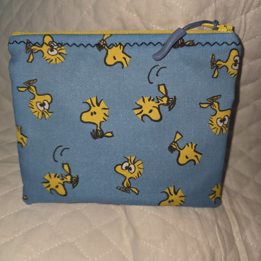 Blue and Yellow Cartoon Print Pouch